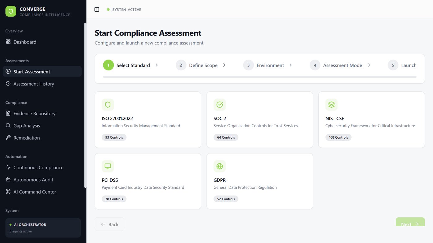 Start Compliance Assessment — configure & launch