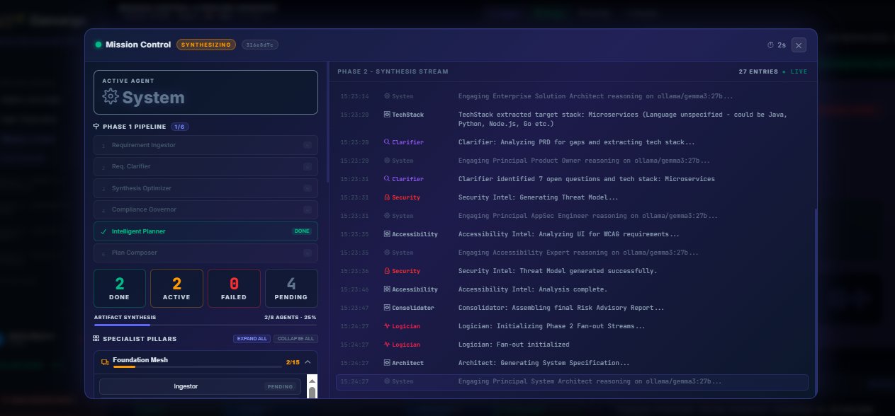 Live agent reasoning — Clarifier, Security & Accessibility Intel